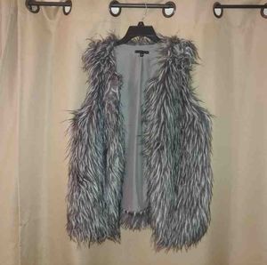 Grey furry vest